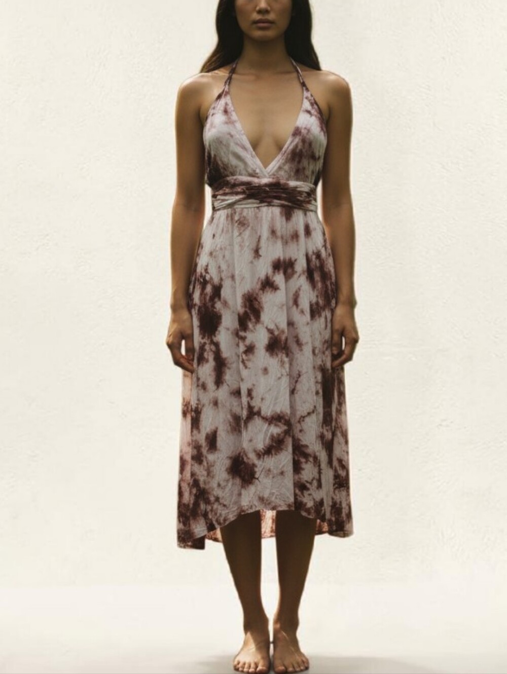 Raviya Halter Tie Dye Midi Dress High Low Hem Small New